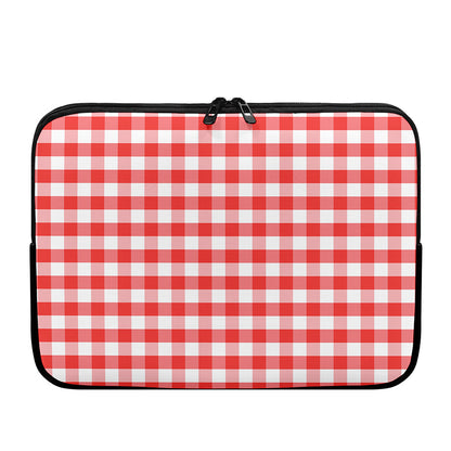 Red And White Gingham Pattern Print Laptop Sleeve