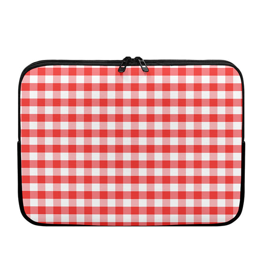 Red And White Gingham Pattern Print Laptop Sleeve