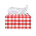 Red And White Gingham Pattern Print Leather Tissue Box Cover