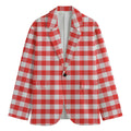 Red And White Gingham Pattern Print Men's Blazer