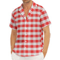 Red And White Gingham Pattern Print Men's Deep V-Neck Shirt