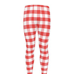 Red And White Gingham Pattern Print Men's leggings