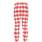 Red And White Gingham Pattern Print Men's leggings