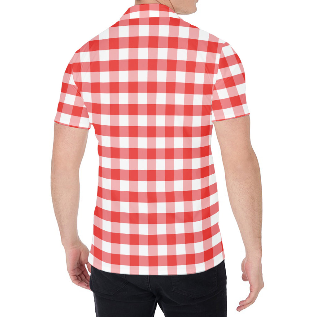 Red And White Gingham Pattern Print Men's Shirt