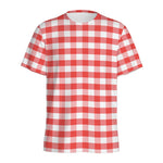 Red And White Gingham Pattern Print Men's Sports T-Shirt
