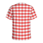 Red And White Gingham Pattern Print Men's Sports T-Shirt
