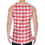 Red And White Gingham Pattern Print Men's Velvet Tank Top
