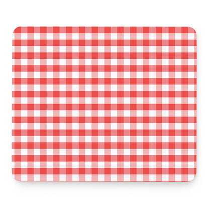 Red And White Gingham Pattern Print Mouse Pad
