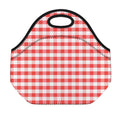 Red And White Gingham Pattern Print Neoprene Lunch Bag