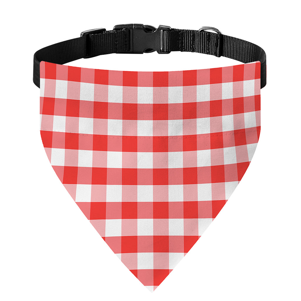 Red And White Gingham Pattern Print Over The Collar Dog Bandana