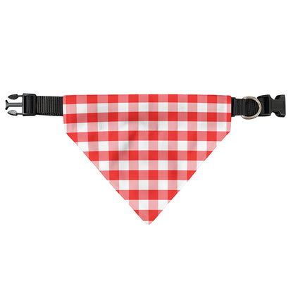 Red And White Gingham Pattern Print Over The Collar Dog Bandana