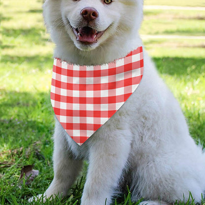 Red And White Gingham Pattern Print Over The Collar Dog Bandana