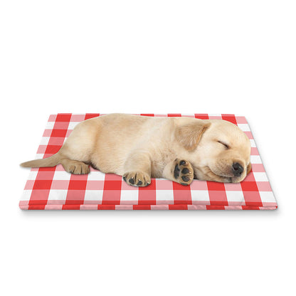 Red And White Gingham Pattern Print Pet Cooling Mat Cover