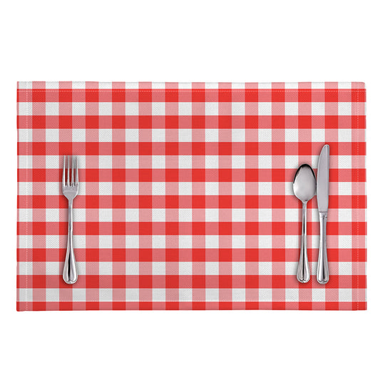 Red And White Gingham Pattern Print Placemat