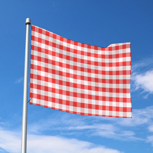 Red And White Gingham Pattern Print Polyester Flag