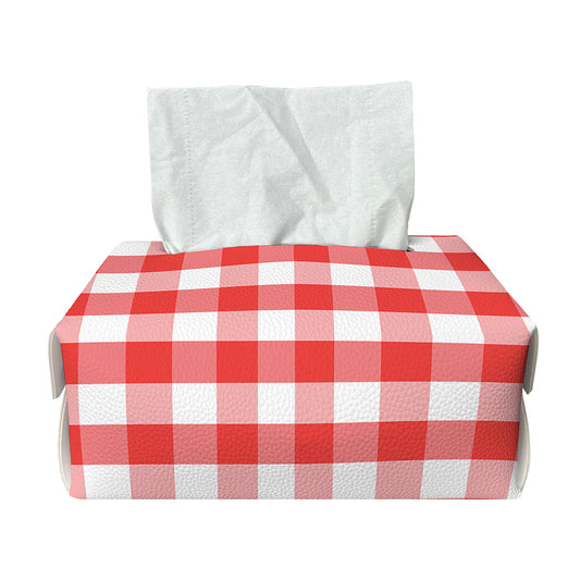 Red And White Gingham Pattern Print Rectangle Tissue Box Cover