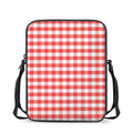 Red And White Gingham Pattern Print Rectangular Crossbody Bag