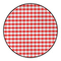 Red And White Gingham Pattern Print Round Floor Mat
