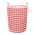 Red And White Gingham Pattern Print Round Laundry Basket