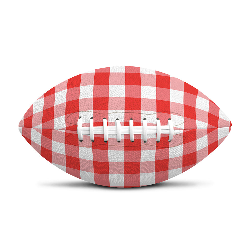 Red And White Gingham Pattern Print Rugby Ball