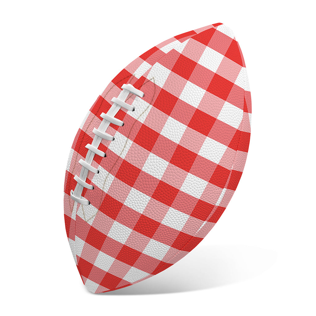 Red And White Gingham Pattern Print Rugby Ball