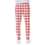 Red And White Gingham Pattern Print Scuba Joggers
