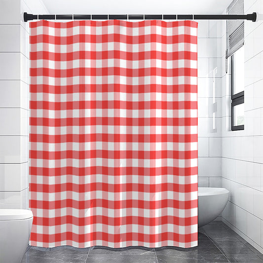 Red And White Gingham Pattern Print Shower Curtain
