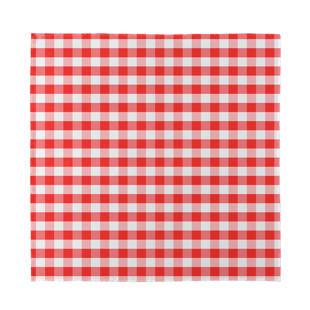Red And White Gingham Pattern Print Silk Bandana