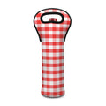 Red And White Gingham Pattern Print Single Neoprene Wine Tote