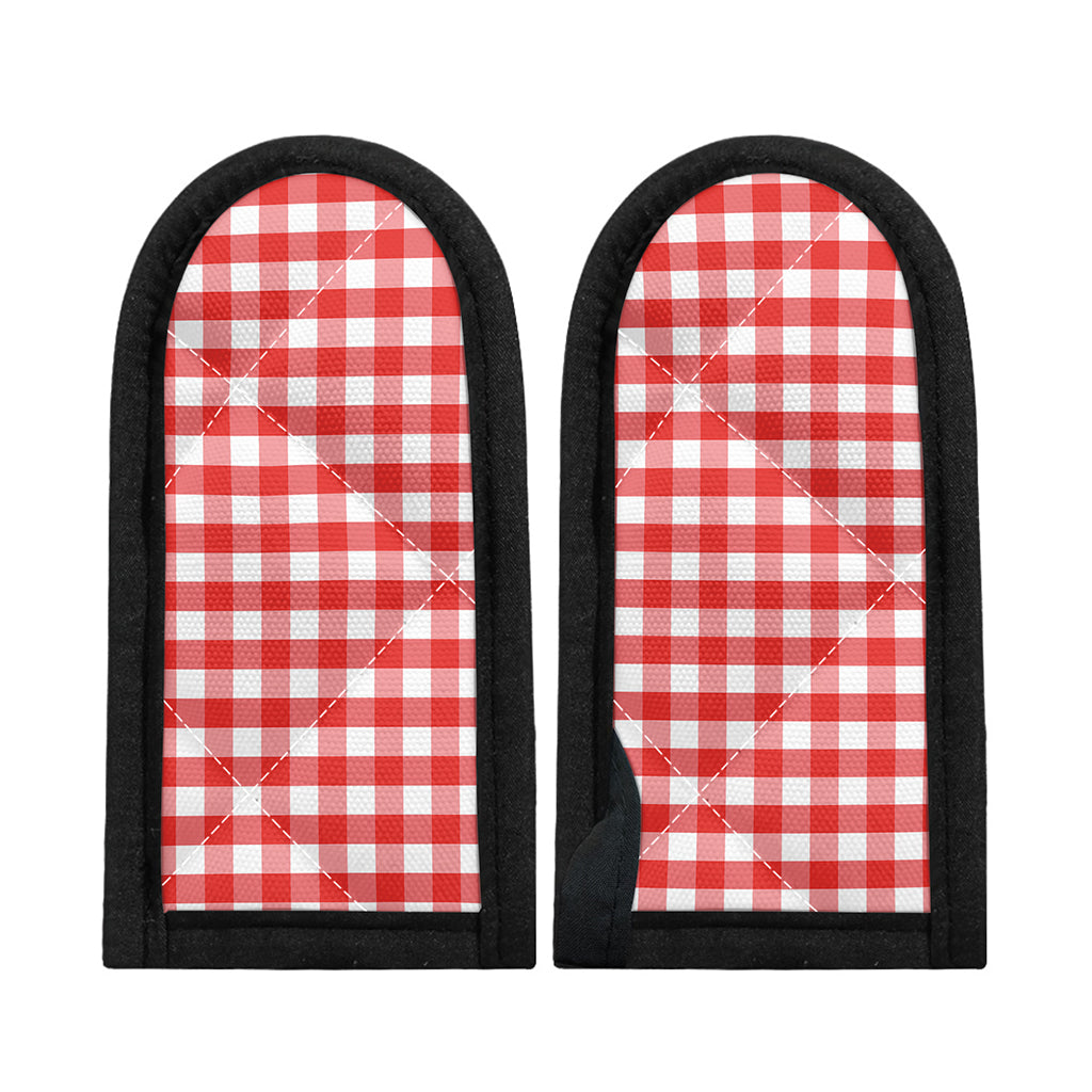 Red And White Gingham Pattern Print Skillet Handle Cover