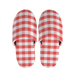 Red And White Gingham Pattern Print Slippers