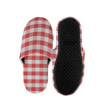 Red And White Gingham Pattern Print Slippers