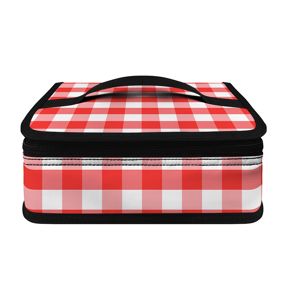 Red And White Gingham Pattern Print Small Lunch Bag