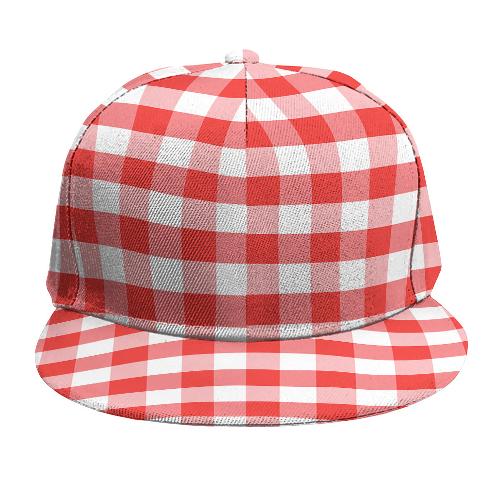 Red And White Gingham Pattern Print Snapback Cap