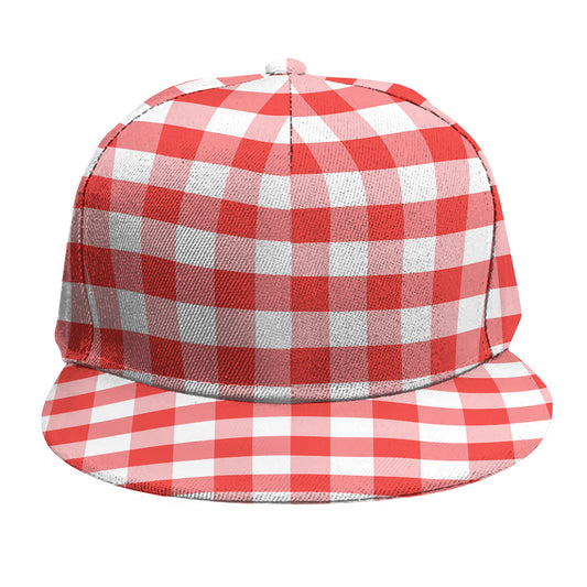 Red And White Gingham Pattern Print Snapback Cap