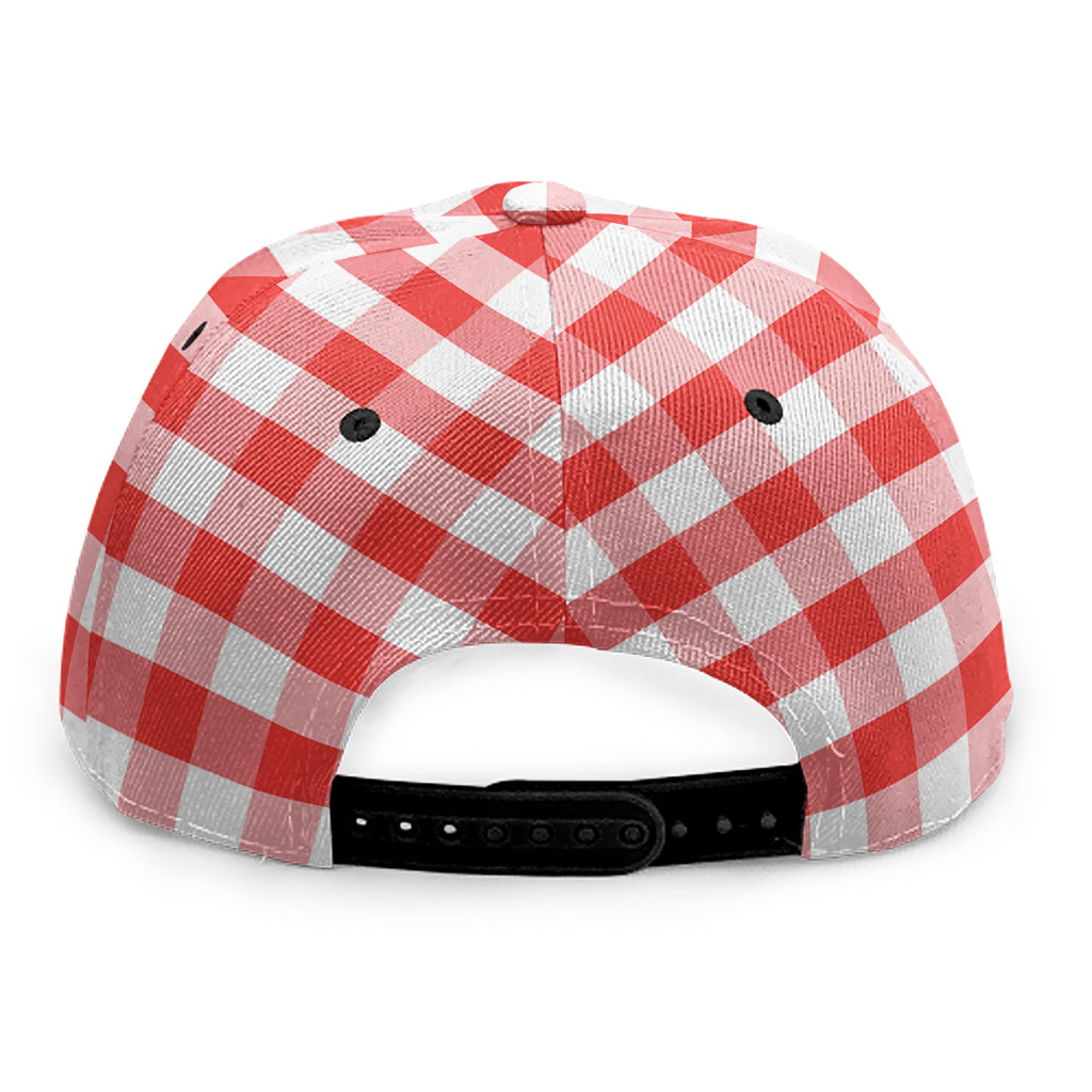 Red And White Gingham Pattern Print Snapback Cap