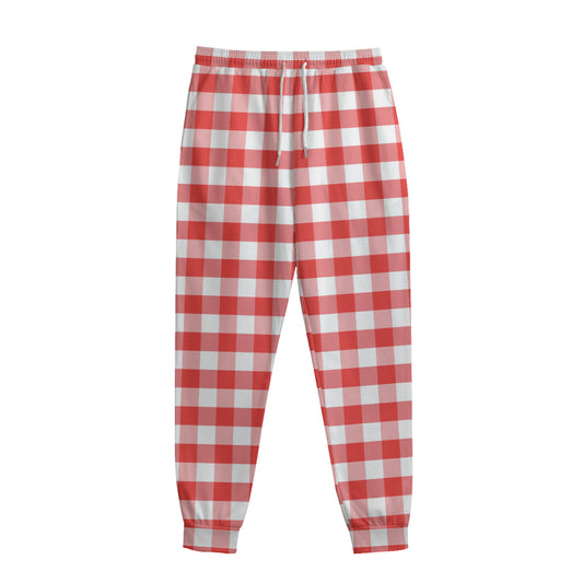 Red And White Gingham Pattern Print Sweatpants