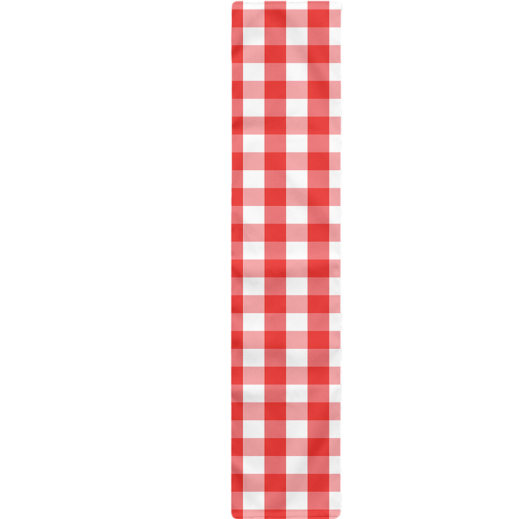 Red And White Gingham Pattern Print Table Runner