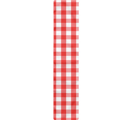 Red And White Gingham Pattern Print Table Runner