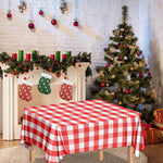 Red And White Gingham Pattern Print Tablecloth