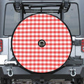 Red And White Gingham Pattern Print Tire Cover With Camera Hole