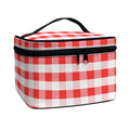 Red And White Gingham Pattern Print Travel Makeup Bag