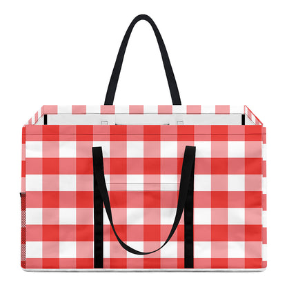 Red And White Gingham Pattern Print Utility Tote Bag