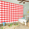 Red And White Gingham Pattern Print Wall Sticker