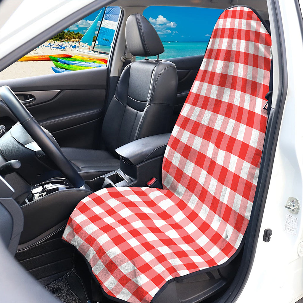 Red And White Gingham Pattern Print Waterproof Car Seat Cover
