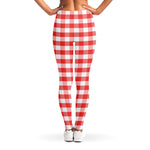 Red And White Gingham Pattern Print Women's Leggings