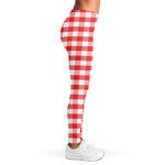 Red And White Gingham Pattern Print Women's Leggings