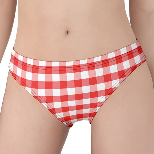 Red And White Gingham Pattern Print Women's Panties