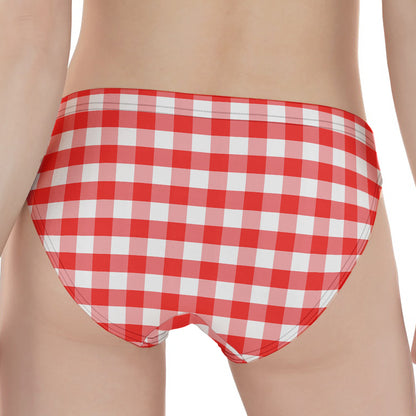 Red And White Gingham Pattern Print Women's Panties