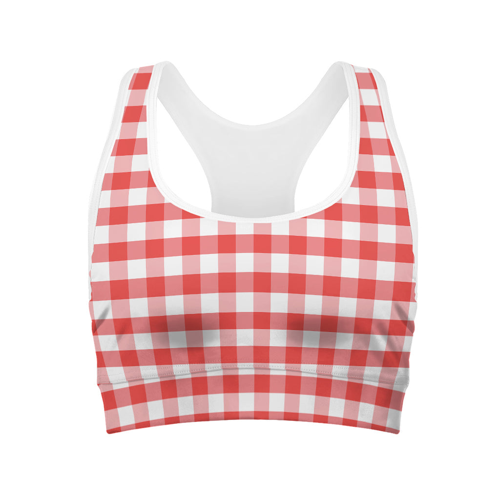 Red And White Gingham Pattern Print Women's Sports Bra